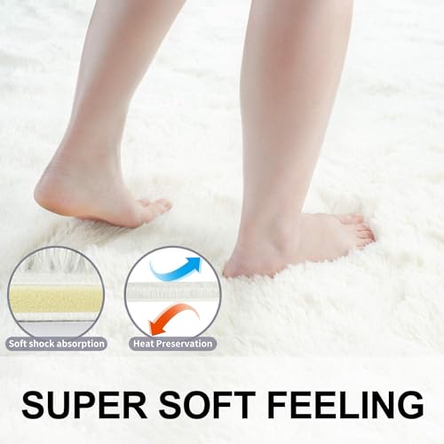 Merelax Soft Modern Indoor Shaggy Area Rug for Bedroom Livingroom Dorm Kids Room Home Decorative, Non-Slip Plush Fluffy Furry Fur Rugs Comfy Nursery Accent Floor Carpet 2x3 Feet, Ivory - color: Ivory, size: 2' x 3' (Rectangular)