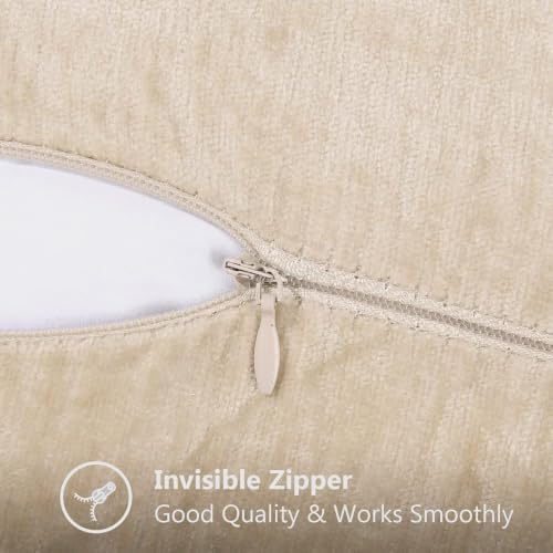 decorUhome Fall Chenille Soft Cozy Throw Pillow Covers 14x36 Set of 1, Modern Farmhouse Boho Velvet Decorative Pillow Cases with Stitched Edge for Couch Sofa Bed Home Decor, Beige - color: Beige, size: 36" x 14" (Pack of 1)