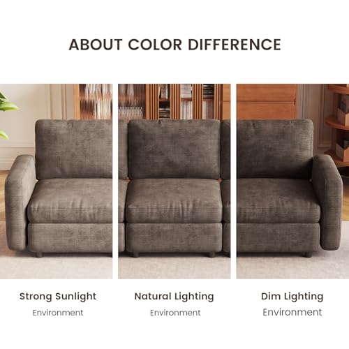 Guyii 4 Seats Sectional Sofa Modern 4 People Couch Deep Seat Soft Cushion Sofa Brown Living Room Sofa for Apartment Hotel Office Easy Assemble - color: Brown, size: 4 seater