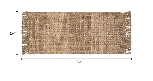 Hand Woven Chunky Jute Runner Rug 2x5 Feet Natural, Reversible Boho Neutral Decorative Indoor Outdoor Patio Rugs for Living Room, Bedroom, Hallway | Farmhouse Rustic Throw Runners Mat for Office Space - size: 2'x5'