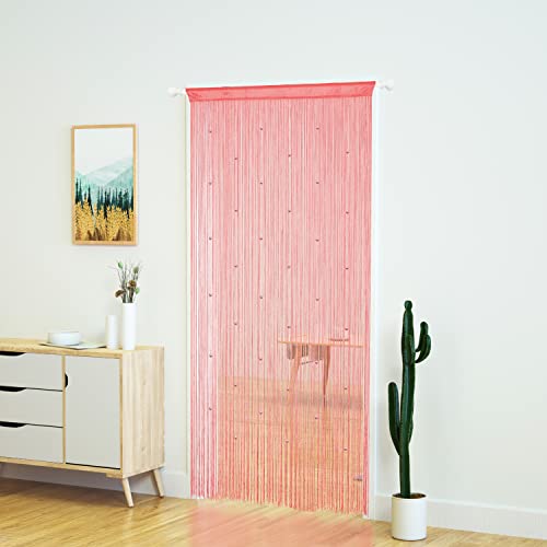 YaoYue Beaded Curtain Door String Curtains for Doorway Tassels Beads Hanging Fringe Hippie Room Divider Window Hallway Entrance Wall Closet Bedroom Privacy Decor (39×79in/100×200cm, Pink) - color: Pink, size: 39"W x 79"L (Pack of 1)