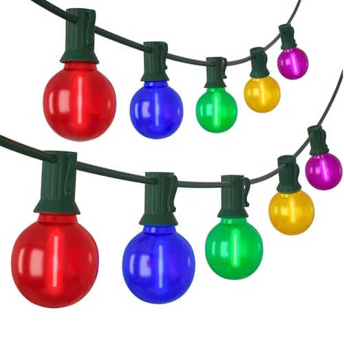 SUNSGNE 25FT LED Colored Christmas Lights with 25 G40 LED Shatterproof Frosted Multicolor Globe Bulbs, Waterproof Colorful Christmas String Lights for Patio Backyard Porch Balcony Gazebo Party Decor - color: Frosted Multicolor, size: 25FT