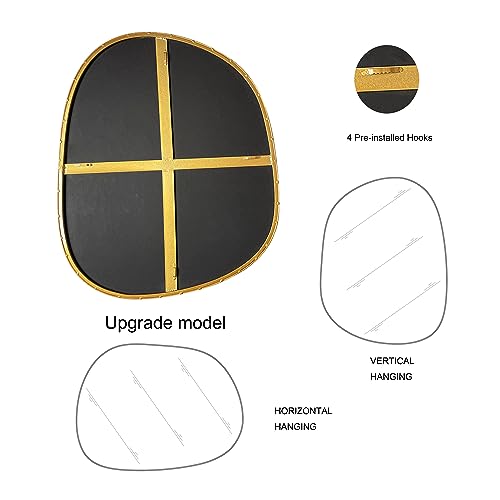 ELEHUME Asymmetrical Mirror for Wall Decor 21"*27", Modern Gold Framed Wall Mirror for Living Room Bathroom Bedroom Entryway ELE-STOU-0065Gold - color: Gold, size: 27"L x 21"W