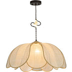 Boho Light Fixture, 25.6" Hand Woven Rattan Chandelier, Boho Chandelier with Brass Cat Hook for Dining Room, Living Room, Kitchen, Bedroom and Restaurant - size: 25.6 in