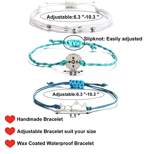 choice of all String Bracelets for Women Boho Wave Surfer Beach Wear Cute Bracelets Set Summer Friendship Jewelry Accessories Beach Stuff - color: C3:3 pcs green mountain string bracelets