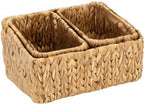 HOMESTEAD Water Hyacinth Storage Baskets, Rectangular Wicker Baskets for Bedroom, Living Room, Bathroom, Shelves - Set of 3