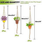 Keadic 6Pcs Macrame Plant Hanger, 3 Sizes Indoor Hanging Plant Holder Hanging Plant Holder Plant Hangers Hanging Planters for Indoor Plants for Home Patio Garden