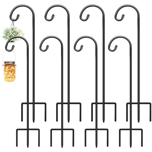 Gtongoko 32 Inch Shepherd Hooks for Outdoor 8 Pack, Adjustable Garden Hooks for Hanging Plants, Lanterns, Solar Lights, Mason Jars & Wedding Decor, Matte Black Decorative Shepherd’s Hooks - size: 32 Inch, style: 8 Pack
