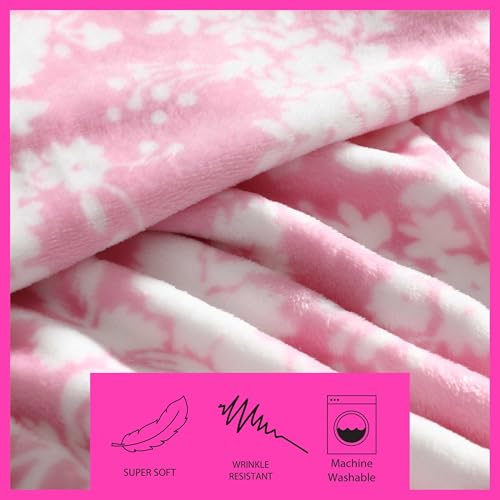 Betsey Johnson - Blanket, Buttery-Soft Throw Blanket for Couch or Bed, Boldly Plush & Oversized Bedding (Cottage Floral Pink, 50" x 70") - color: Cottage Floral