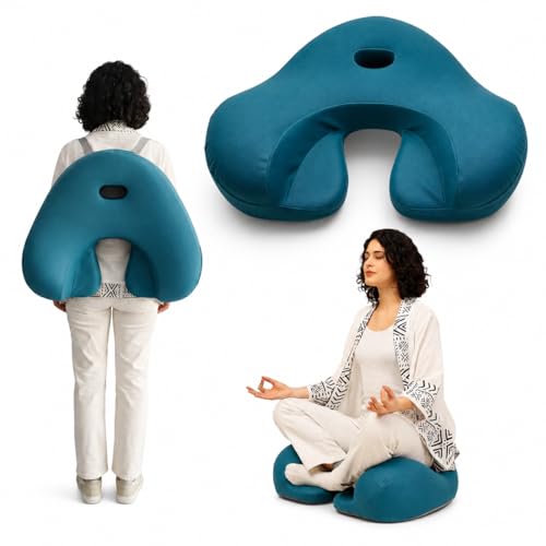 AetherForm Orthopedic Meditation Cushion – Three-Point Ergonomic Floor Seat with Tailbone Relief & Contoured Support for Mindful Sitting, Yoga, and Relaxation (Teal Blue) - color: Teal Blue