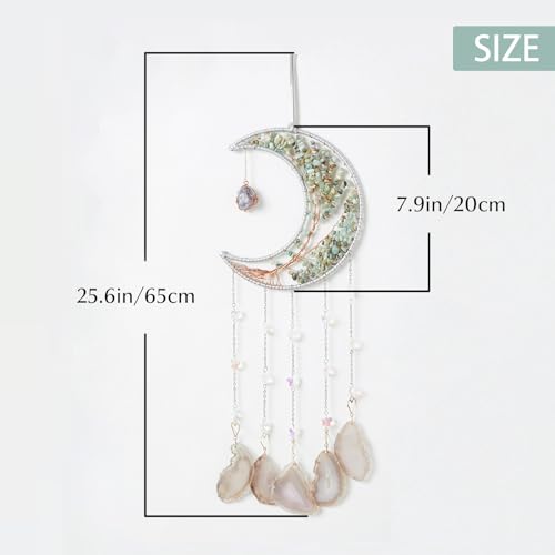 Agate Gemstone Big Dream Catcher 7 Chakra Tree of Life Dream Catcher with Crystal Stones Handmade Dreamcatcher Wall Decor for Adults Boys Girls,Bedroom,Garden,Bless Gift(Large Aqua Moon) - color: Butterfly Aqua Moon Agate