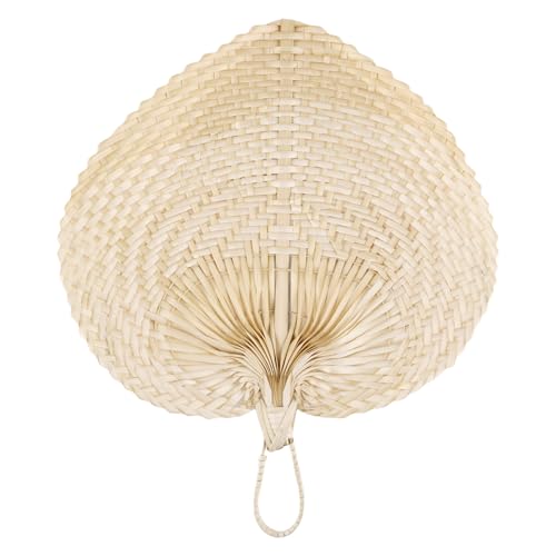 Framendino, Natural Bamboo Hand Riffia Fans Handmade Weaving for Summer Home Wedding Wall Decor - size: 15"L x 12"W