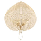Framendino, Natural Bamboo Hand Riffia Fans Handmade Weaving for Summer Home Wedding Wall Decor - size: 15"L x 12"W