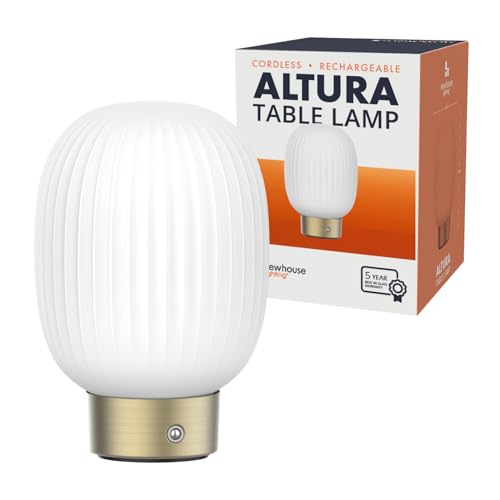 ‎Newhouse Lighting Altura, Brass 2700K Dimmable Cordless USB-C Rechargeable Glass Table Lamp NHTL-AL-BRS, Cordless Desk Lamp for Living Room, Bedroom, Coffee Table, and Other Cozy Home Decor - style: Altura Table Lamp
