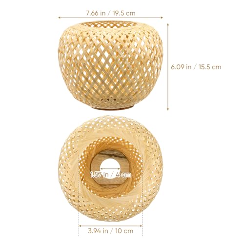 GANAZONO Woven Bamboo Lamp Shade 7.67X7.67X6.10In Rustic Pendant Light Cover Hanging Ceiling Light Lampshade for Home Decor Eye Protection Easy Installation