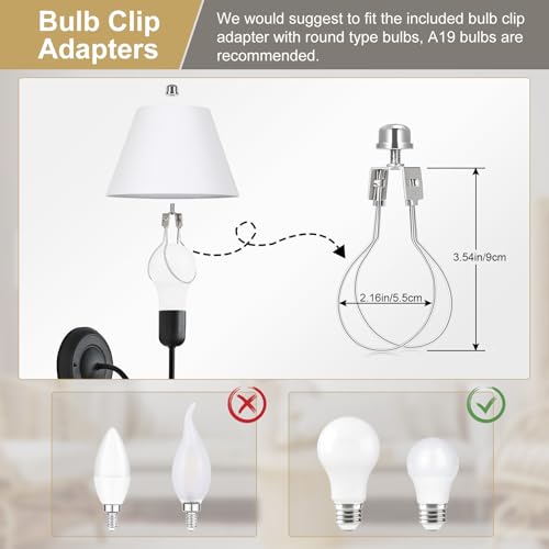 Small Lamp Shades Set of 2, 5.5" Top x 10" Bottom x 6.6" High, Small White Lamp Shades for Table Lamps, Fabric Lampshade Replacement for Bedside Lamp, Wall Sconces, Spider, Clip on Adapters Included - color: White