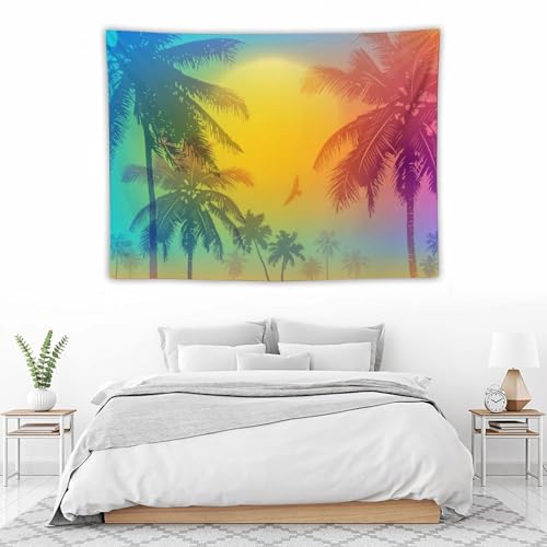 Kurtect Tropical Beach Tapestry,Colorful Coconuts Tree Palm Tree Summer Ocean Print Tapestries for Party Beach Picnic Blankets Tablecloths Living Room Wall Deocr, 30x40 in - color: style-10, size: 40"L x 30"W