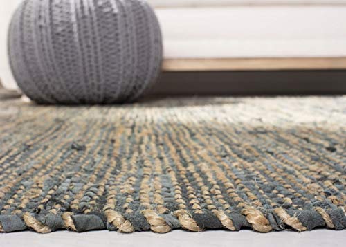 SAFAVIEH Vintage Leather Collection Runner Rug - 2'3" x 6', Grey, Handmade Boho Fringe Leather & Jute, Ideal for High Traffic Areas in Living Room, Bedroom (VTL203F) - color: Grey, size: 2'3" x 6' (Runner)