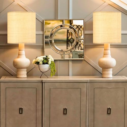GO&SO Set of 2 Cylinder Drum Lamp Shades Farmhouse Lampshades, 10" L x 10" H (E26 Spider), Woven Lampshades for Table Lamp & Bedside Lamps,Replacement Lamp Shade In Hand Crafted,Easy Assembly Required - color: Hand-woven fabric, size: 10*10*10IN-2PC