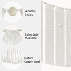 onaner Boho Wall Macrame Hanging with Hanging Rope,Boho Wall Hangings Woven Tapestry,Natural Cotton Handwoven Tapestry,Macrame Decor for Windows,Walls,and Above Bed Decor,28"x39"