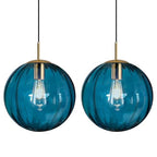 Modern Blue Glass Pendant Light, Kitchen Island Lighting 2-Pack Globe Pendant Light Fixtures Century Kitchen Island Pendant Lighting for Bedroom Living Dining Room Light Fixture (Without Bulb) - color: Blue-1 Light-2PC