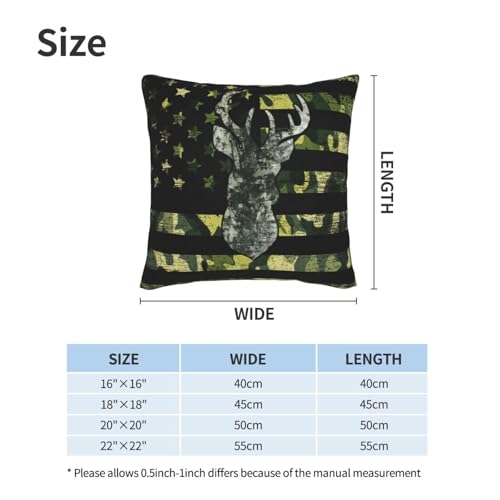 Flag Deer Hunting Throw Pillow Covers 18 X 18 Inch Set of 2 Pillow Cases Decoration Cushion Cover for Sofa Bedroom Living Room Outdoor - color: Flag Deer Hunting