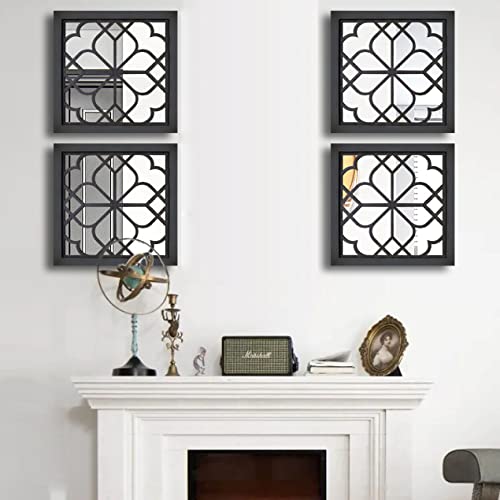 Wocred Set of 4 Mirrors Square Wall Mirror,Gorgeous Rustic Farmhouse Accent Mirror,Black Entry Mirror for Bathroom Renovation,Bedrooms,Living Rooms and More(12”x12”4pcs) - color: Black, size: 12x12 inch - 4 PCS