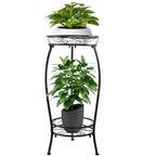 Plant Stand Indoor Outdoor 27.1'', 2 Tier Tall Metal Plant Stands, Heavy Duty Rustproof Corner Flower Potted Rack for Planter Holder Home Patio Balcony Garden -Black