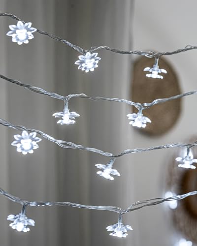 Flower String Lights 59 Ft 100 LED Fairy Lights Plug in with Remote Timer Connectable Twinkle Lights for Bedroom Wedding Patio Classroom Dorm Kids Room Indoor Outdoor Decor, Cool White - color: Cool White