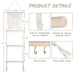 Teniinet Hanging Jewelry Organizer, Boho Macrame Necklace Hanger Wall Mounted with 30 Hooks,Door Hanging Jewelry Holder with Tassel for Necklaces Display Organizer(Necklace Holder)
