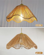 Mini Rattan Pendant Lights, 11.8″ Kitchen Island Pendant Lights with Flower Shade, Boho Handwoven Rope Woven Chandelier for Living Room Dining Room Bedroom Wicker Adjustable Height Hanging Lamp - color: 11.81″-Flower-shape