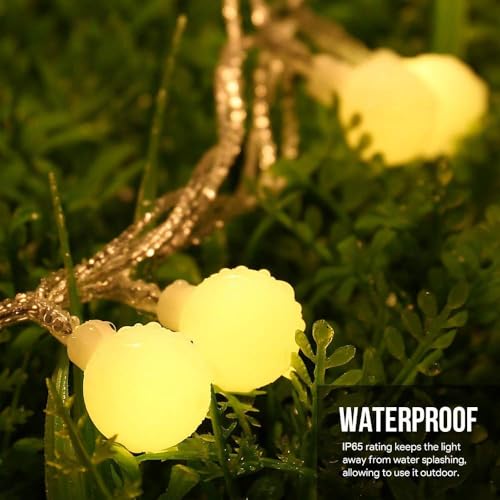 Globe String Lights Battery Operated Warm White ，Water Proof 1 Pack 33FT 80 LED Globe Fairy String Light 8 Modes with Remote Control, for Home, Party, Christmas, Wedding, Garden Decoration - color: 33FT Globe Lights-1Pack