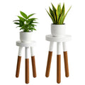 LitaEther Reverse Dipped Wood Plant Stand, Wood Accent Stool,Milking Stool Set (16" H x 12" D+18" H x 12" D) - size: 16"+18" Tall