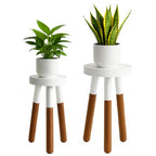 LitaEther Reverse Dipped Wood Plant Stand, Wood Accent Stool,Milking Stool Set (16" H x 12" D+18" H x 12" D) - size: 16"+18" Tall