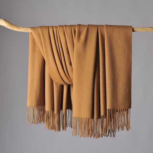 CUDDLE DREAMS Premium Cashmere Throw Blanket with Fringe, Luxuriously Soft (Camel) - color: Camel