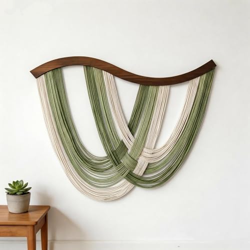 Large Macrame Wall Hanging Macrame Wall Decor Tapestry For Headboard Bedroom Livingroom Boho Fiber Home Art (Green-B) - color: Green-B