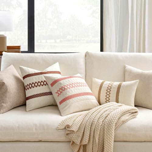 MIULEE Set of 2 Rust Decorative Pillow Covers 18x18 Inch Farmhouse Rustic Boho Couch Throw Pillows Modern Cotton Cushion Covers Retro Cute Macrame Woven Home Decor for Bed Sofa Chair - color: Rust, size: 18" x 18" (Pack of 2)