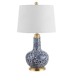 Safavieh Lighting Collection Leia Blue Floral Chinoiserie Ceramic 26-inch Bedroom Living Room Home Office Desk Nightstand Table Lamp (LED Bulb Included) - color: Blue