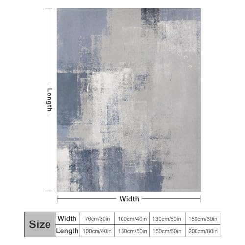 Abstract Gradient Blanket, Modern Fashion Art Blue Grey Painting Strokes Pattern Soft Warm Cozy Plush Flannel Covers for Livingroom Bedroom Couch Chair Camping Travel Home Decor Tapestry 30x40in - color: Abstract-21, size: 30W" x 40L"