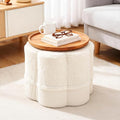 Tiita Floral Pouf Ottoman, Foot Stools Ottoman with Foam Chunk Filling, Puff Foot Rest for Couch, Living Room, Kids Room, Cream - color: Flower Beige