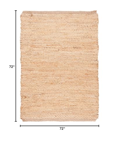 SAFAVIEH Natural Fiber Collection Area Rug - 6' Square, Natural, Handmade Jute, Ideal for High Traffic Areas in Living Room, Bedroom (NF459A) - size: 6' x 6' (Square)