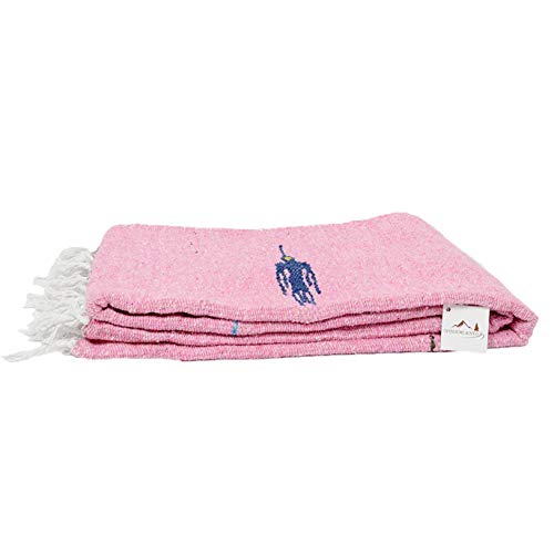 Open Road Goods Mexican Thunderbird Yoga Blanket, Handwoven Throw for Yoga, Meditation, and Home Décor – Versatile Blanket for Beach, Picnic, Camping, or Outdoor Use - color: Pastel Pink