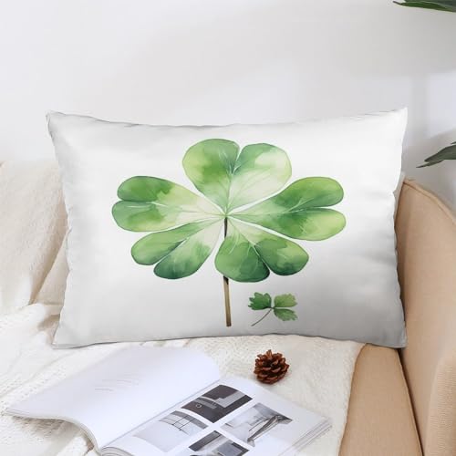 Pillow Cases Watercolor Green Lucky Clover Queen Pillowcase 16 "x24 St Outside Pillows Zippered Pillow Case Double-Sided Printing Design Decorations Supplies for Sofa Couch - color: Pattern-5, size: 24" x 16" (Pack of 1)