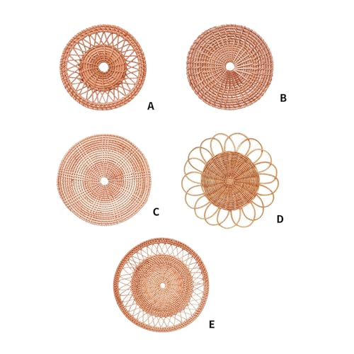 LEIQI Handwoven Rattan Round Flat Wall Basket Nordic Styles Artisanal Weave Hanging Wall Decors for Living Room - size: D