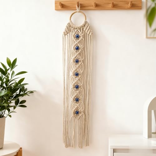 Macrame Wall Hanging Dreamcatcher with Evil Eye | Boho Wall Decor, Handwoven Tapestry, For Bedroom Home, Gift