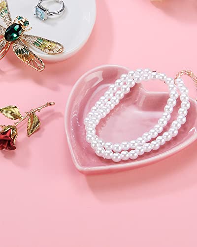JAMEND CLXP Pink Heart Jewelry Tray, Engagement Wedding Ring Dish Earring Holder for Newlyweds, Sweet Gift for Women, Ceramic. NO ROSE. - color: Pink-Heart