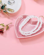 JAMEND CLXP Pink Heart Jewelry Tray, Engagement Wedding Ring Dish Earring Holder for Newlyweds, Sweet Gift for Women, Ceramic. NO ROSE. - color: Pink-Heart