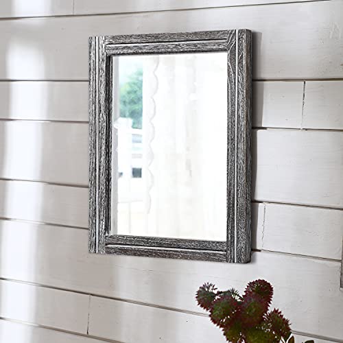 AAZZKANG Rustic Mirror Wood Framed Wall Mirrors Large 20"x16" Rectangle Decorative for Bedroom Bathroom Farmhouse Living Room Home Entryway - color: Dark Gray, size: 20"L x 16"W