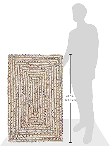 SAFAVIEH Cape Cod Collection Area Rug - 2'3" x 4', Beige & Multi, Handmade Jute & Cotton, Woven Braided Design (CAP202B) - color: Beige/Multi, size: 2'3" x 4' (Rectangular)