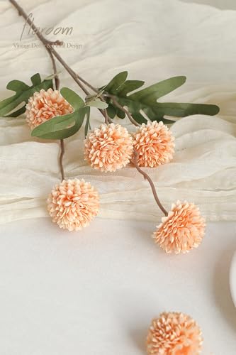 Floroom 6pcs Apricot Peach Faux Silk Mums Artificial Flowers, Bulk Fake Small Mini Chrysanthemums with Stems for DIY Wedding Centerpieces Floral Arrangements Vase Fillers Home Decorations - color: Apricot Peach, size: 6pcs
